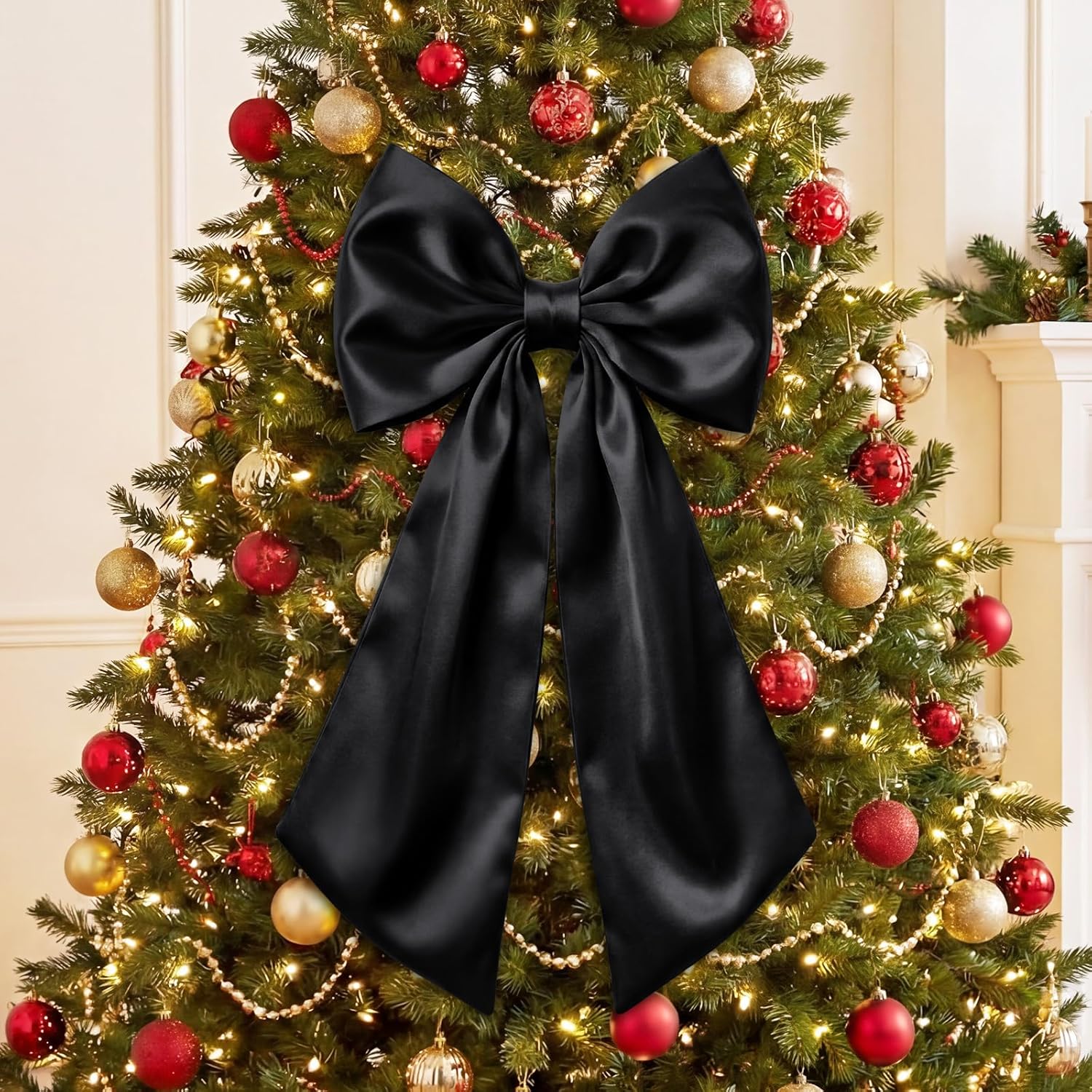 Suncalla Large Satin Bow Decorations - 3 Pcs 2 FT Wall Decor for Weddings, Birthdays & Parties | Black