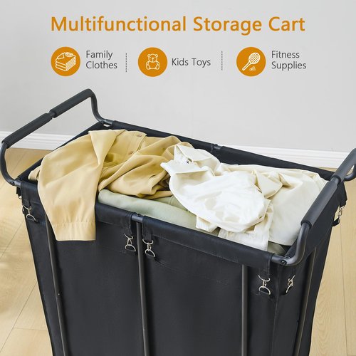 Gewudraw Large Laundry Hamper with Wheels, 360L Rolling Big Laundry Basket for Clothes Storage, Heavy Duty Extra Large Rolling Laundry Cart with Handle, Steel Frame, Waterproof Liner,95.1 Gallons.