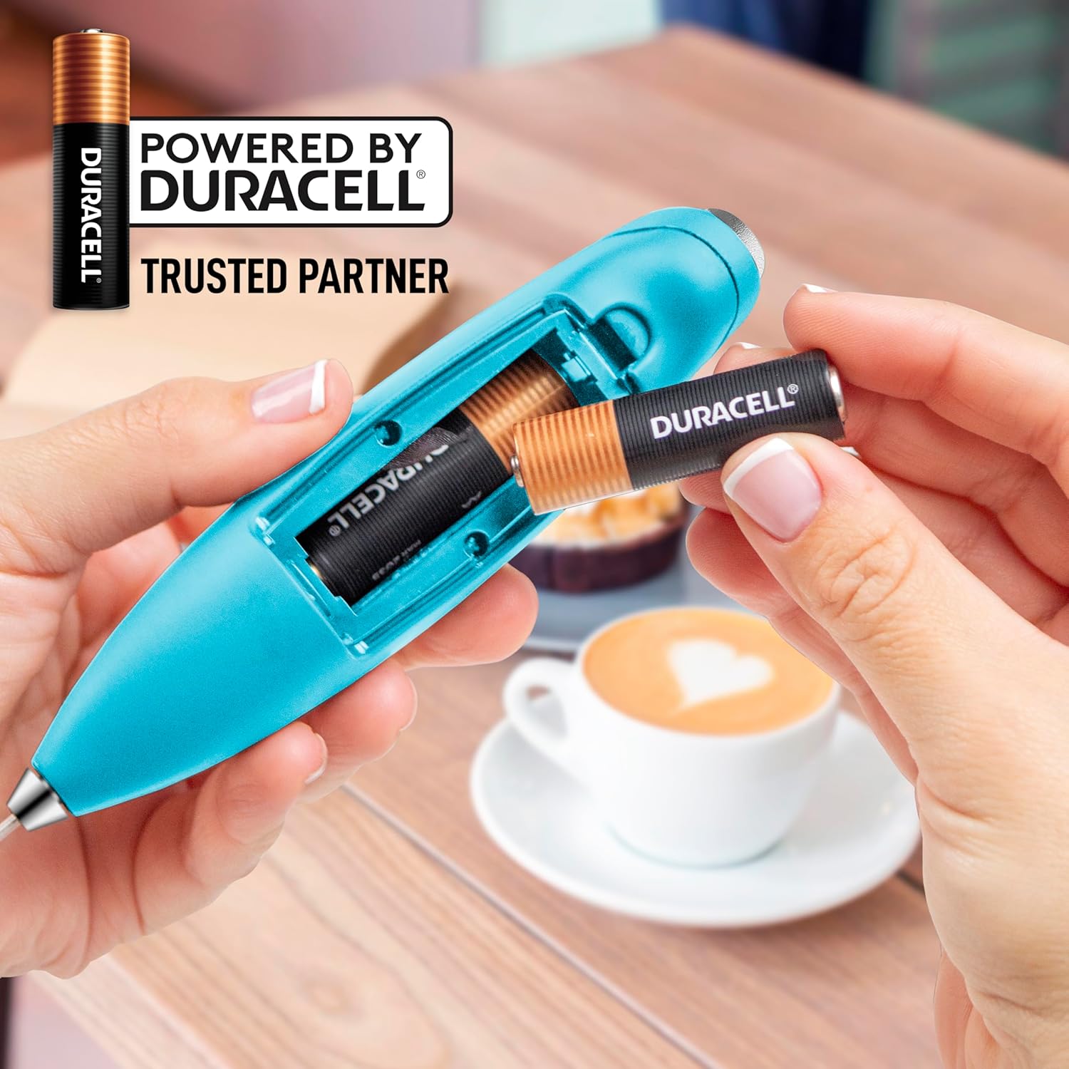Zulay Kitchen Milk Frother Wand - Ultra-Fast Handheld Electric Whisk for Coffee & Lattes - Blue Teal