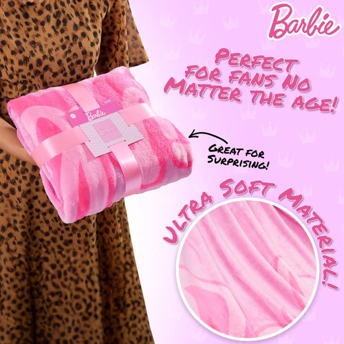 Barbie Fleece Throw Blanket, Cozy Soft Bed Throw Bedroom Decor Plush Throw Comforter 59 x 51 inches for Bedroom Travel Sleepovers, Cute Gifts