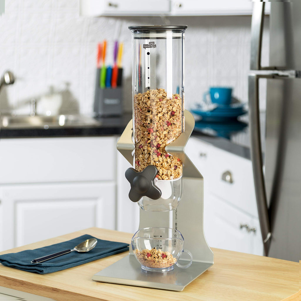 Zevro Indispensable SmartSpace Dry Food Dispenser, Single Control, Stainless Steel, Silver