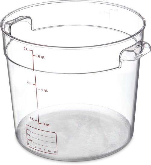 Carlisle FoodService Products Storplus Round Food Storage Container with Stackable Design for Catering, Buffets, Restaurants, Polycarbonate (Pc), 6 Quart, Clear