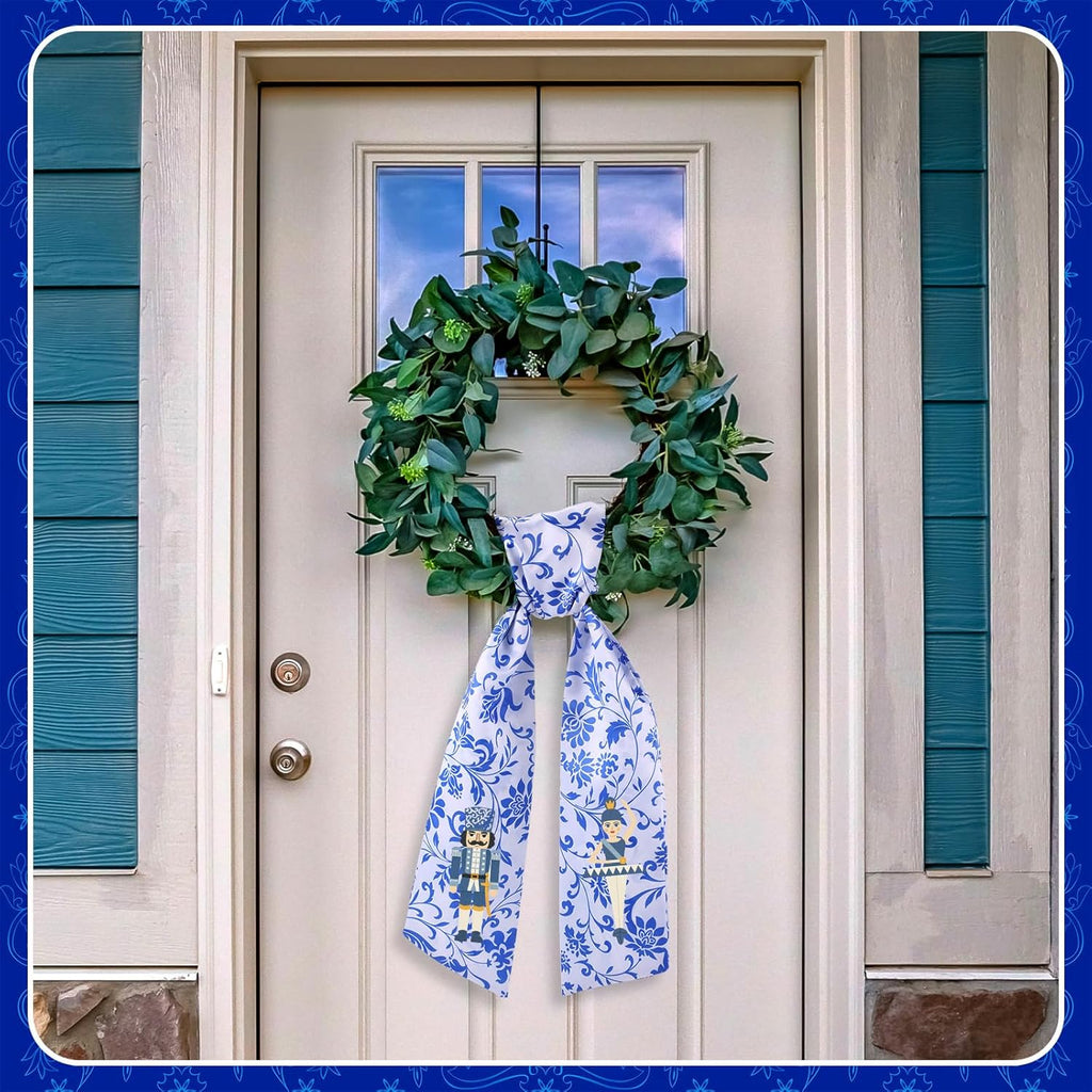 VitalCozy Nutcracker Wreath Sash - Elegant Satin Ribbon for Monogrammed Holiday Decor | Indoor/Outdoor Use