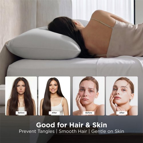 Bedsure Cooling Pillow Cases for Hot Sleepers, Cool Pillowcases for Night Sweats, Zipper Pillow Cases Queen Set of 2, Silky Soft & Breathable Cold Pillow Covers for Hair & Skin, Grey, 20x30 Inches