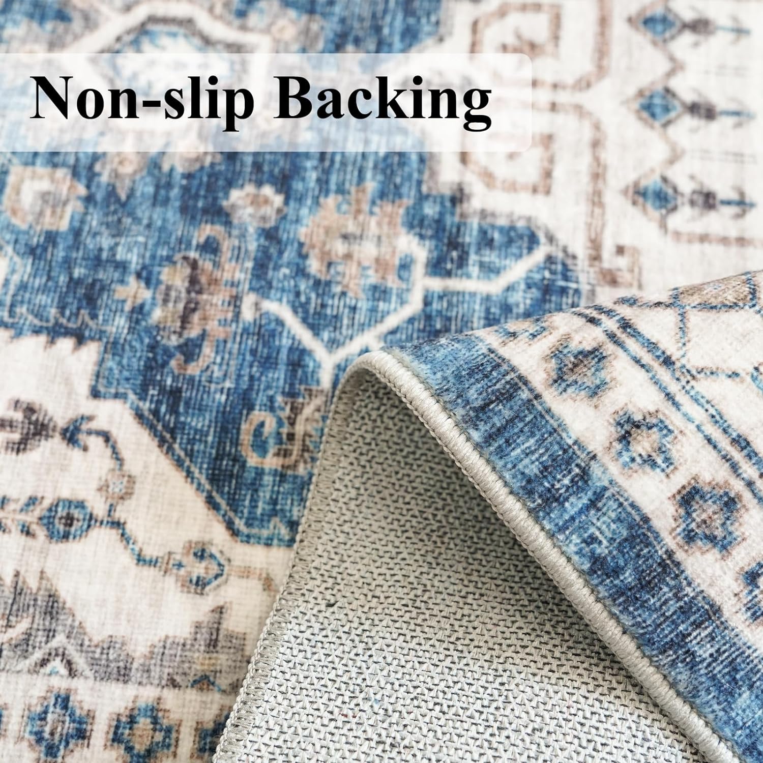 Skiennix 2x5 Washable Hallway Runner Rug - Ultra Soft Non-Slip Carpet for Entryway & Kitchen | Blue