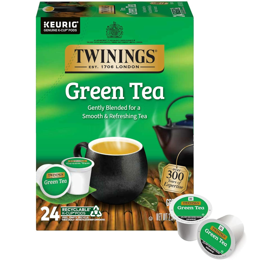 Twinings Green Tea K-Cup Pods - 24 Count | Smooth Flavor & Enticing Aroma, Perfect Hot or Iced