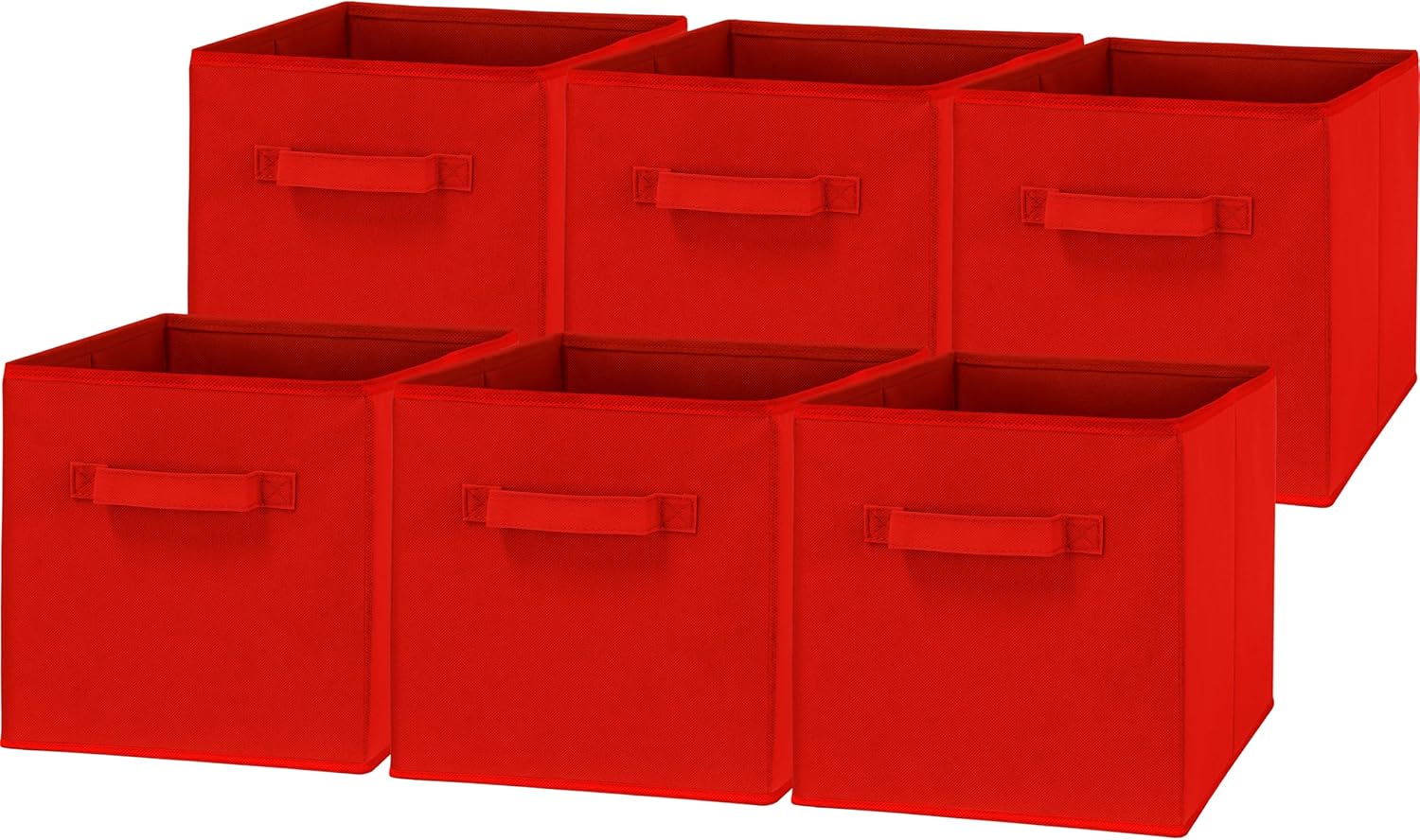 Simple Houseware Foldable Cube Storage Bins - 11-Inch Red Fabric Organizers | 6-Pack for Closet & Shelves