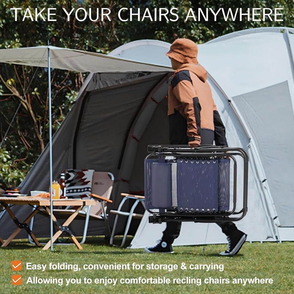 Sweetcrispy Zero Gravity Chairs - Set of 4 Portable Recliner Lounge Chairs with Cup Holders | Blue