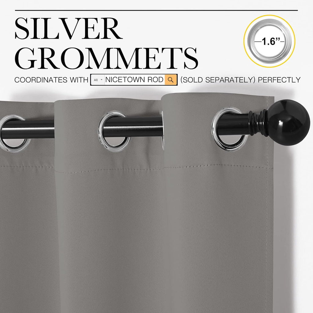 NICETOWN Blackout Curtains - Thermal Insulated Grommet Drapes for Office | Sand Color, 42 x 63 Inches