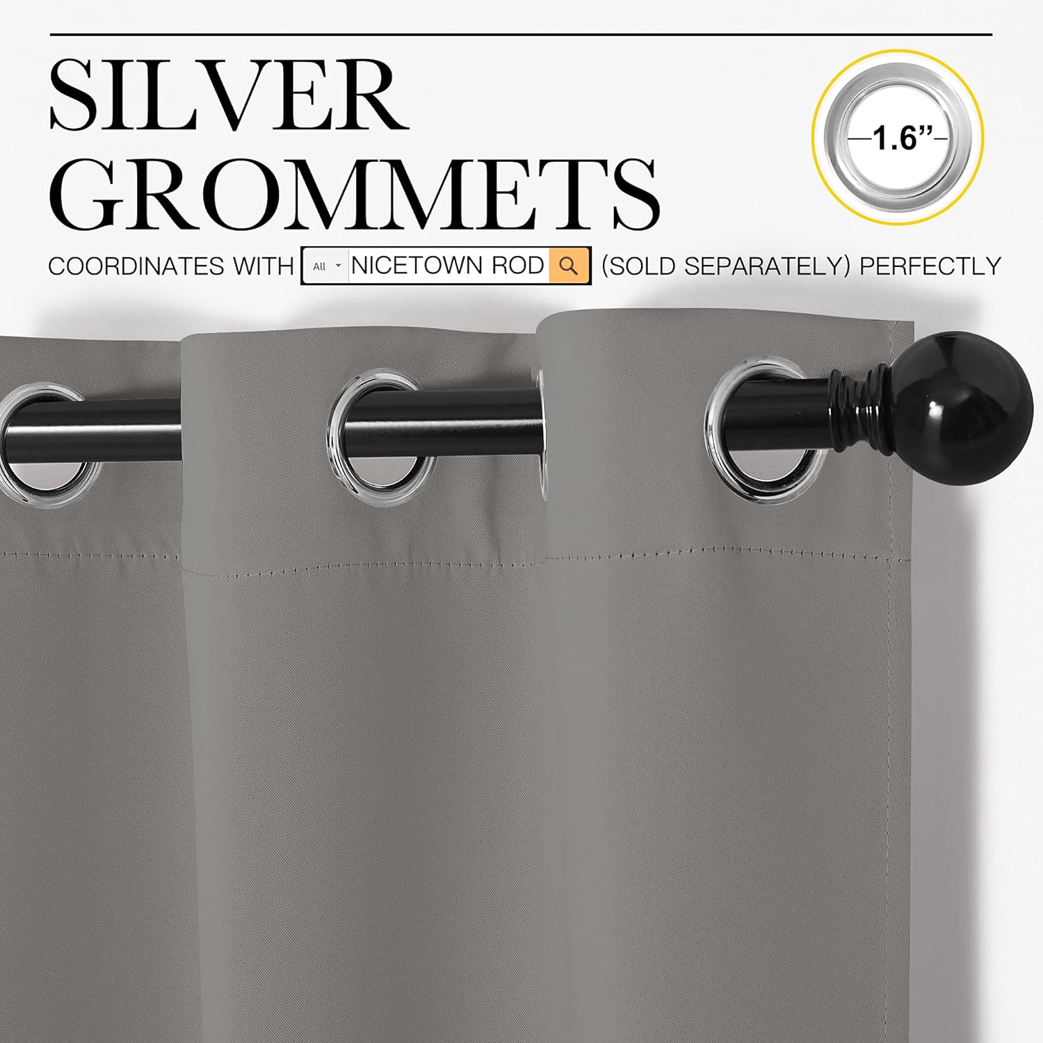 NICETOWN Blackout Curtains - Thermal Insulated Grommet Drapes for Office | Sand Color, 42 x 63 Inches