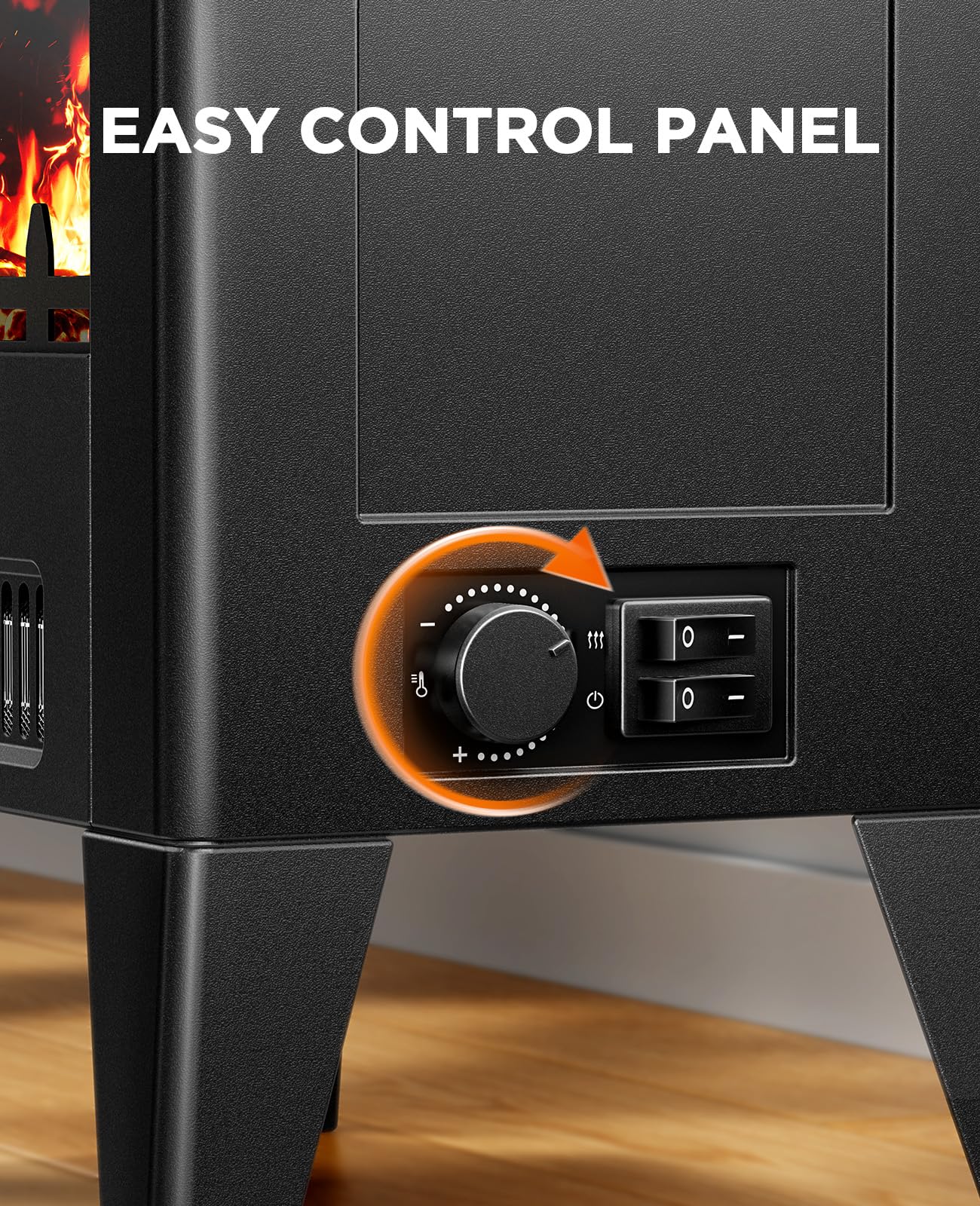 Silonn Electric Fireplace Heater, Quick Heating Portable Low Noise Fireplace with Temp Control, CSA Certified,18” Electric Fire Place with Overheat Protection Function for Living Room, Bedroom, Black