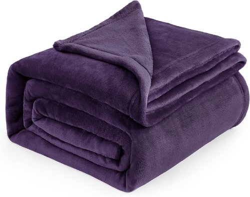 Bedsure GentleSoft Fleece Blanket - Soft, Lightweight, Plush Queen Size in Purple | 90x90 Inches