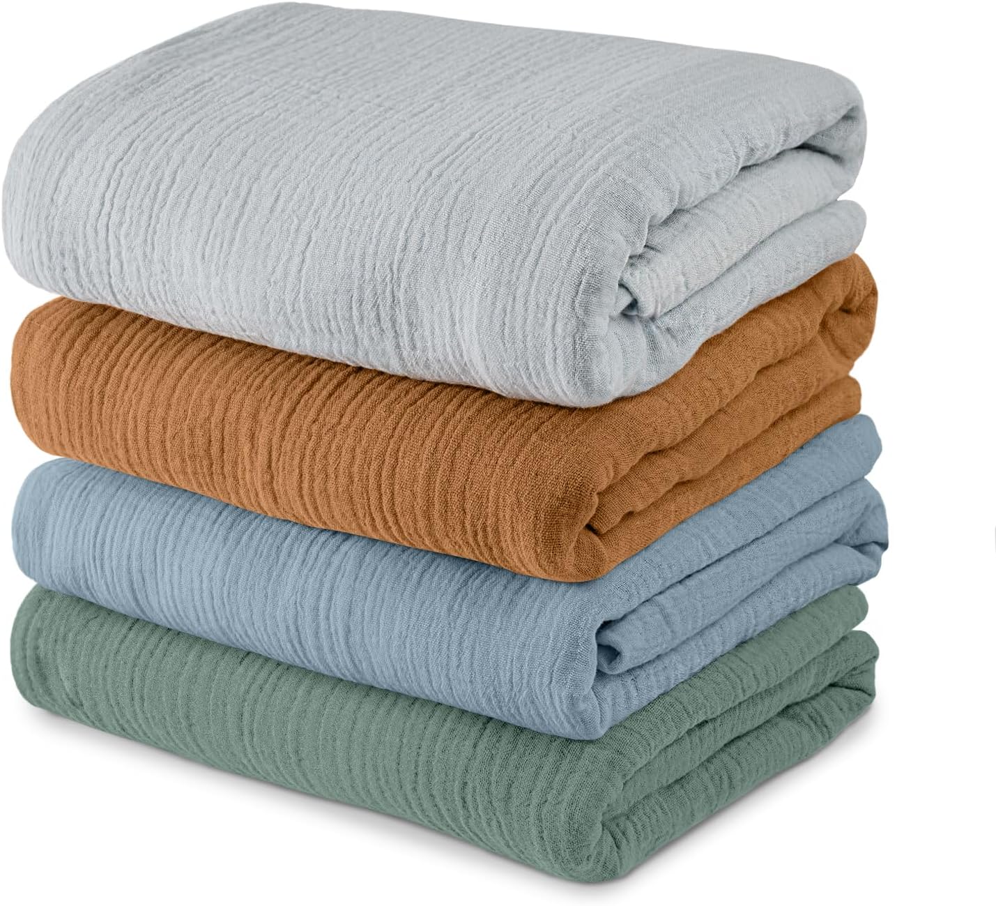 Skiennix Muslin Swaddle Blankets - 4 Pack Breathable Cotton Newborn Receiving Wraps | Skin-Friendly Essentials