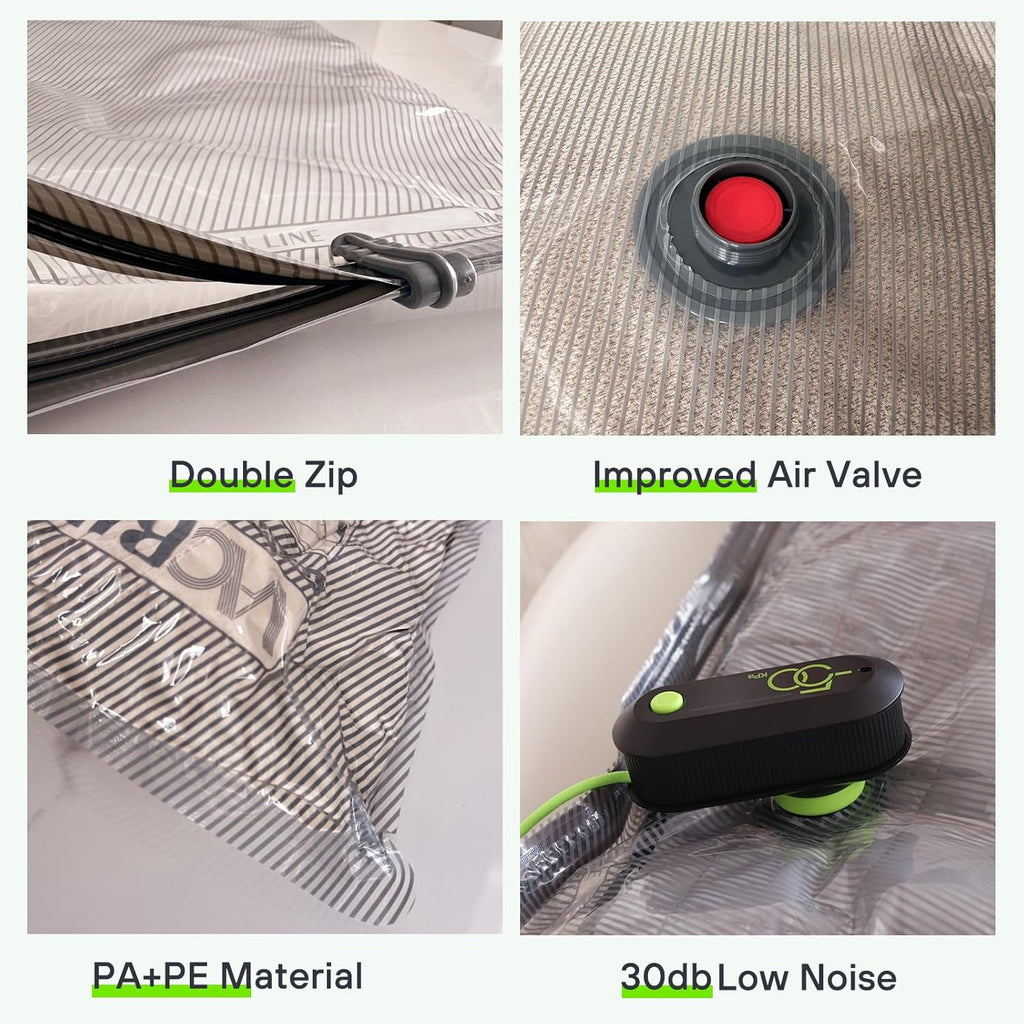 Vacbird Vacuum Bags - Travel Compression Packing Bags with USB Pump | 12 Pack Carry-On Size