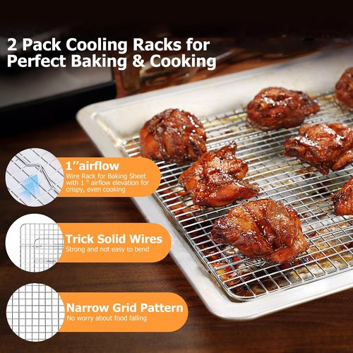 2-Pack Stainless Steel Cooling Racks by [Brand Name] - Oven/Dishwasher Safe, Perfect for Baking & Grilling - 11.5"x16.5" Size