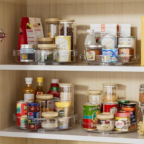 LAMU Lazy Susan Organizer - Clear Turntable for Kitchen & Bathroom Storage | 2 Sizes: 12in & 10.6in