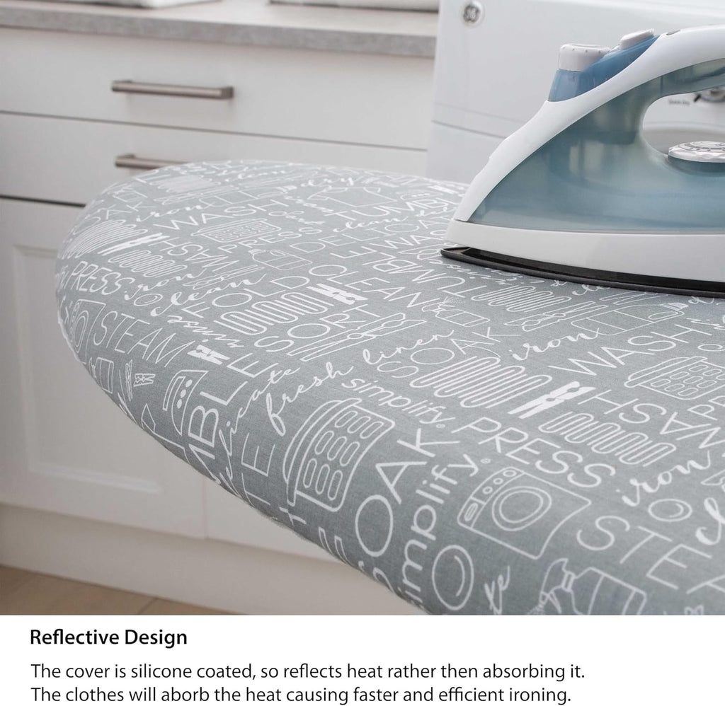 Scorch Resistant Ironing Board Cover by Simplify - Thick Cotton Padding, Stretch Elastic Fit, Grey