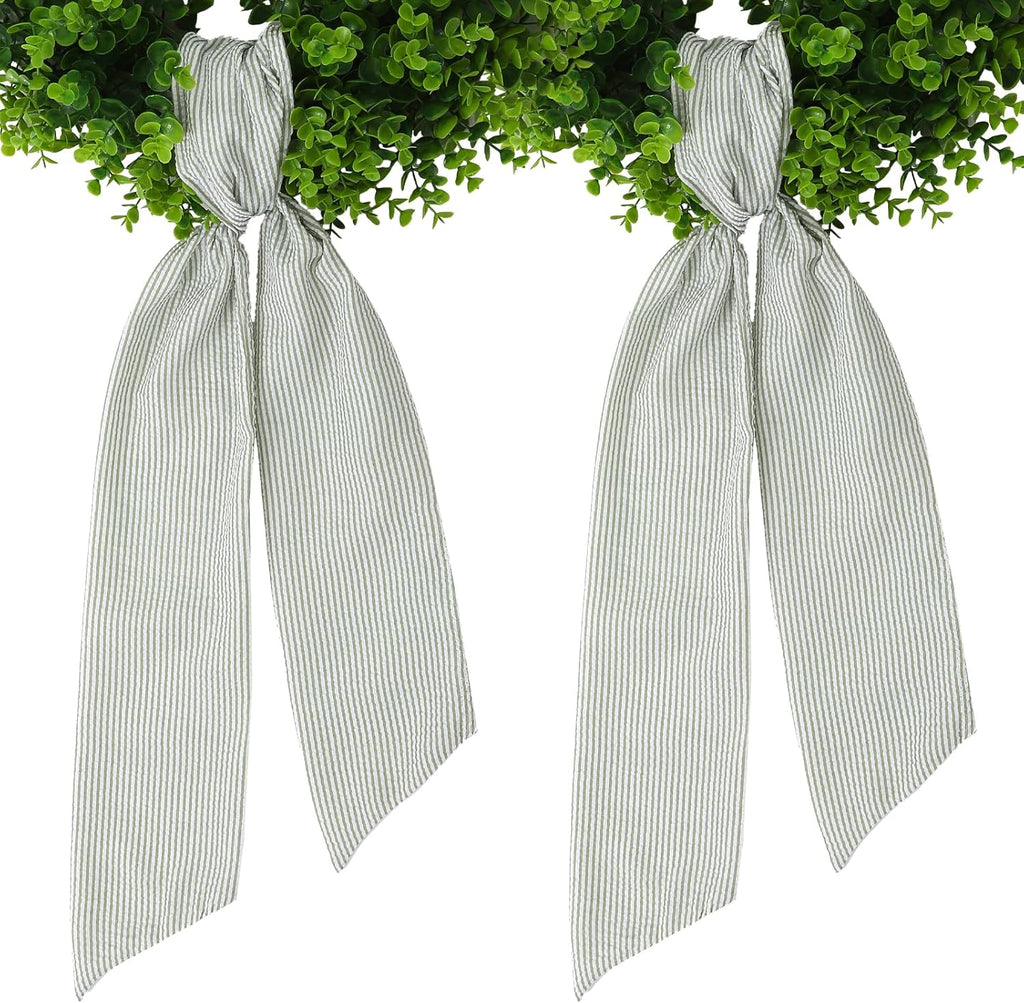 Skiennix Wreath Sash - Holiday Stripes Design | 5.1'' W x 59'' L for Front Door Decor