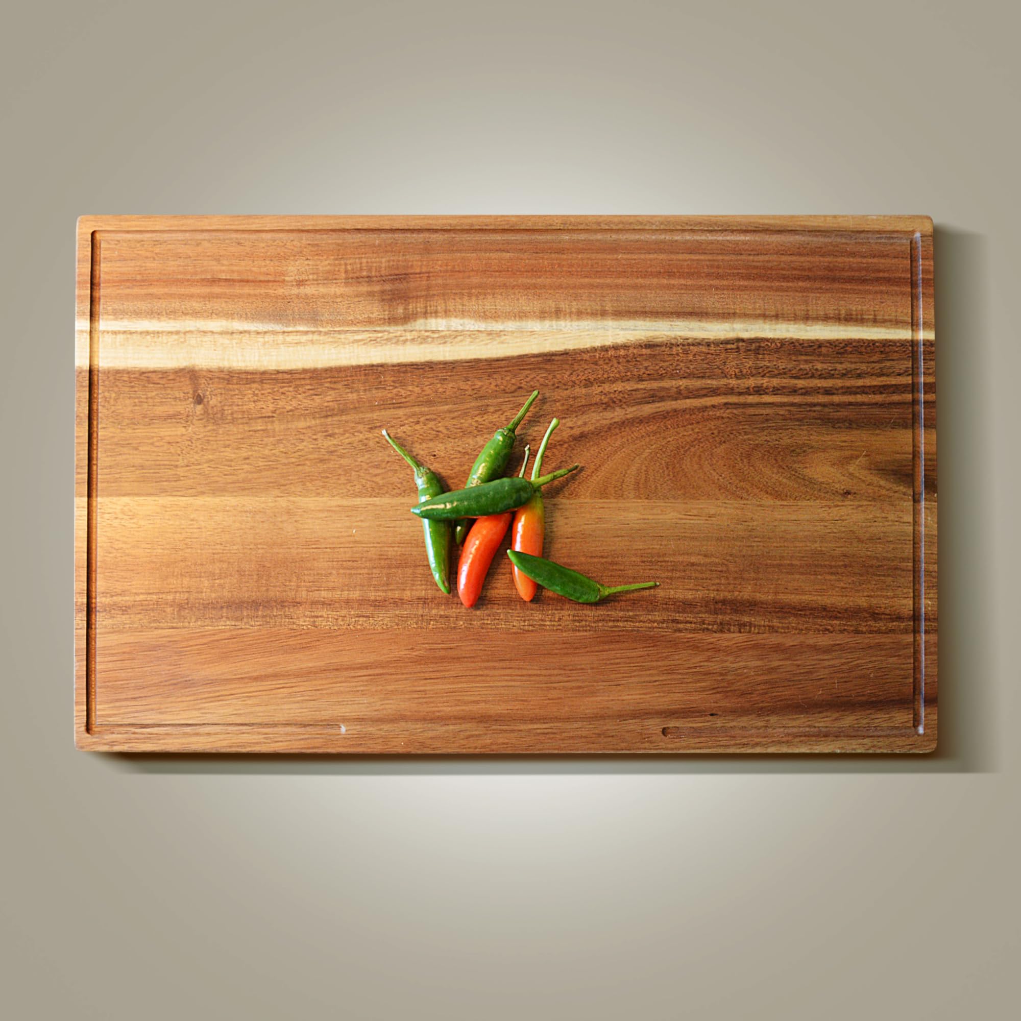 Acacia Wood Cutting Board for Kitchen 15.7 x 10.2 Inch (ExtraThick 1.6") Non Toxic Wooden Chopping Board for Meat, Cheese, Charcuterie Boards with Handle, Hardwood Butcher Block (Oil & Plate Included)