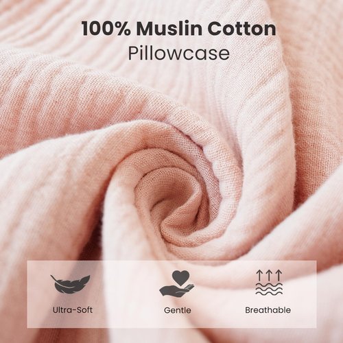 Konssy Flounce Muslin Toddler Pillowcase, Soft Cotton Toddler Pillow Case for 13x18 Pillow, Cozy Travel Kids Baby Pillowcases with Envelope Closure (Floral)