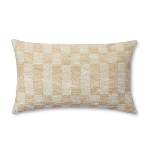 Loloi Amber Lewis Adams Collection PAL0049 Sand/Ivory 13'' x 21'' Cover w/Poly Pillow