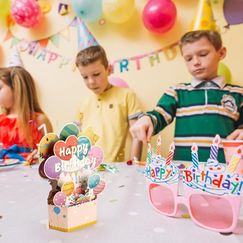 Funny Happy Birthday Pop Up Card - Unique 3D Celebration Gift Box for Family & Friends | Balloon Cake Design