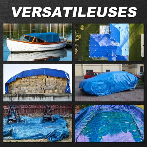 Heavy Duty Blue Tarps by Tarps | Waterproof 10x12 Feet, 8 Mil Thick, Metal Grommets for Outdoor Use