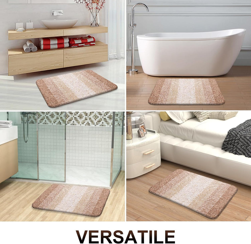 OLANLY Bathroom Rugs Mat - Extra Soft Microfiber Bath Rug with Rubber Backing | 36x24, Quick Dry, Beige