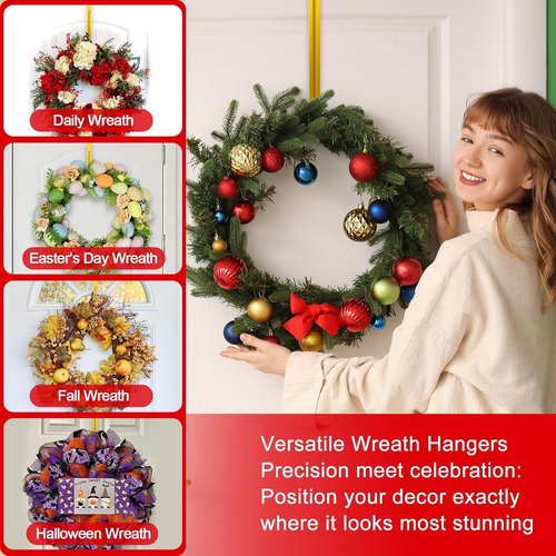 Gold Wreath Hanger - Adjustable Over The Door Hook (15-25 Inch) | Ultra-Thin Heavy Duty Metal for All Seasons