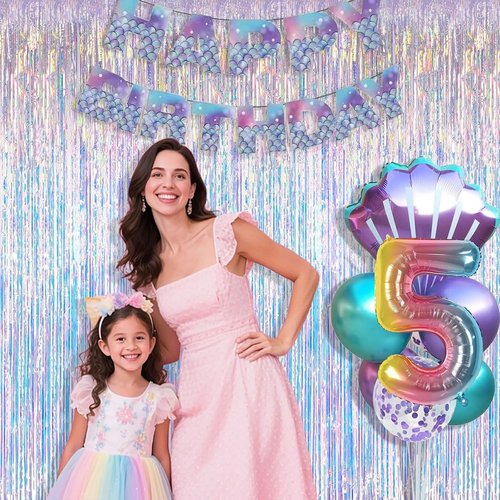 Iridescent Party Decorations - Holographic Foil Fringe Backdrop Tinsel Curtains | 3.28x6.56ft, 2 Packs