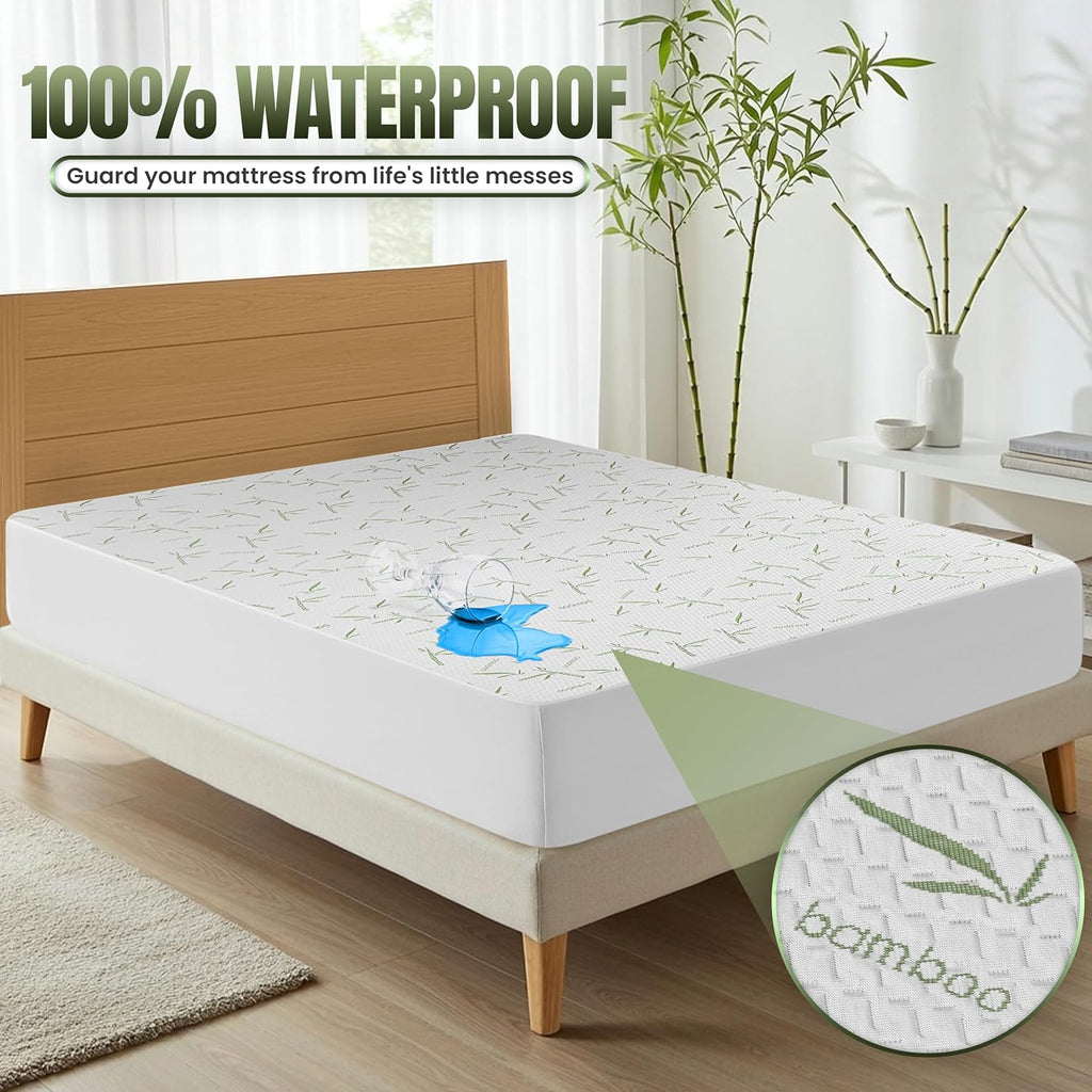 Utopia Bedding Waterproof Mattress Protector - Premium Bamboo Viscose Cooling Cover | Full Size, Soft & Breathable, 15" Deep Pockets