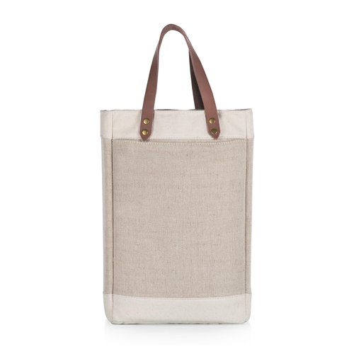 LEGACY - a Picnic Time brand - Pinot Jute 2 Bottle Insulated Wine Bag - Wine Tote Bag - Wine Gift Bag, (Beige)