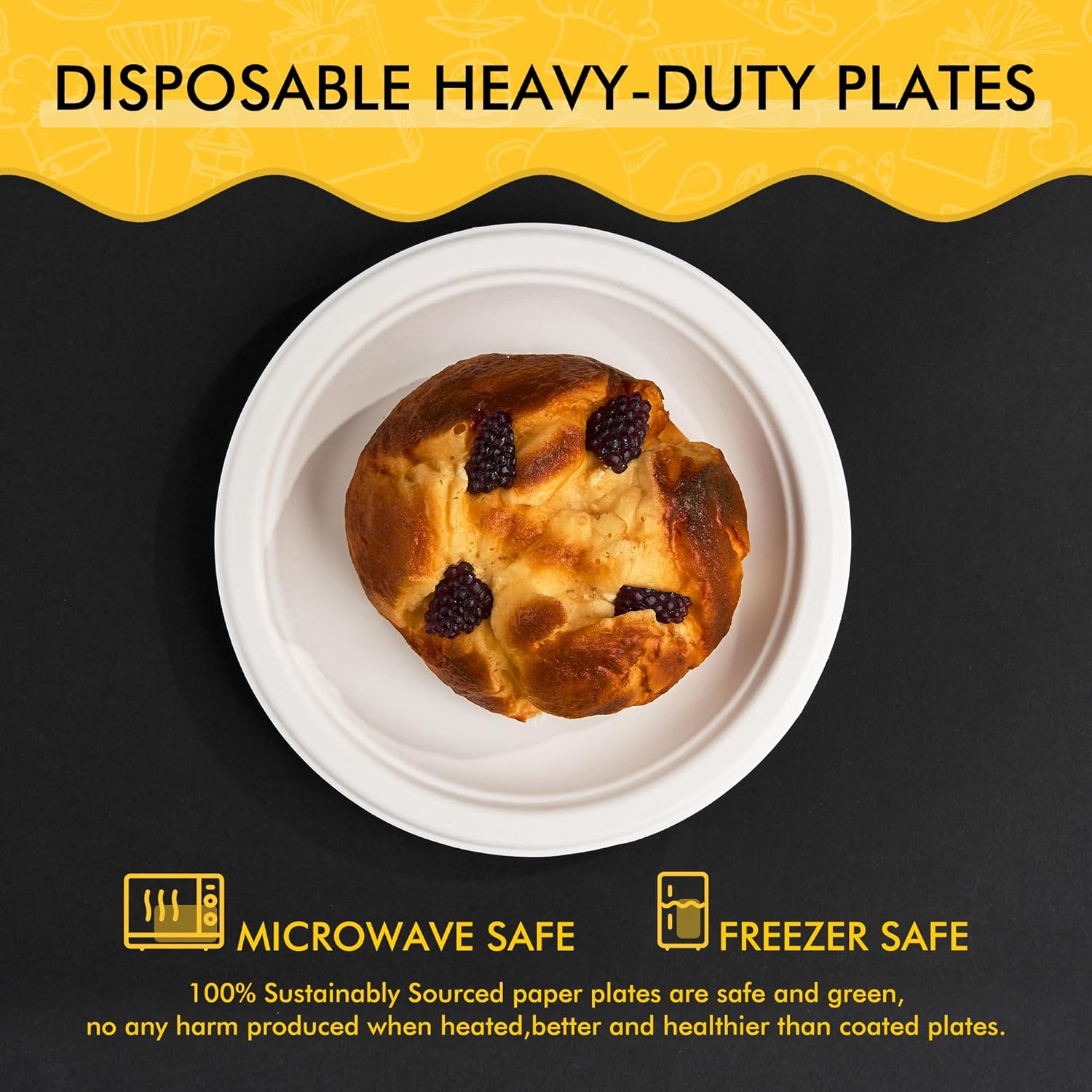 RACETOP Compostable 6-Inch Paper Plates - Biodegradable Heavy-Duty Dessert Plates | 100-Pack, Unbleached White