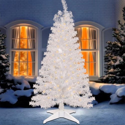 Juegoal 4 FT Pre-Lit Artificial Christmas Tree - 70 Warm White Battery Lights | 8 Modes & Timer for Festive Decor