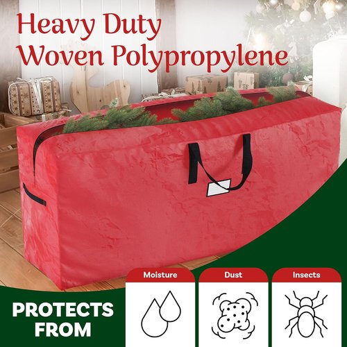 Elf Stor Christmas Tree Storage Bag - Waterproof Protection for 9-Foot Trees & Holiday Decor | Red