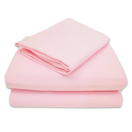 American Baby Company 28" x 52" 100% Natural Cotton Jersey Knit Toddler/Crib Sheet Set – 3-Piece Soft & Breathable Crib/Toddler Bedding Set, Pink, for Girls and Boys
