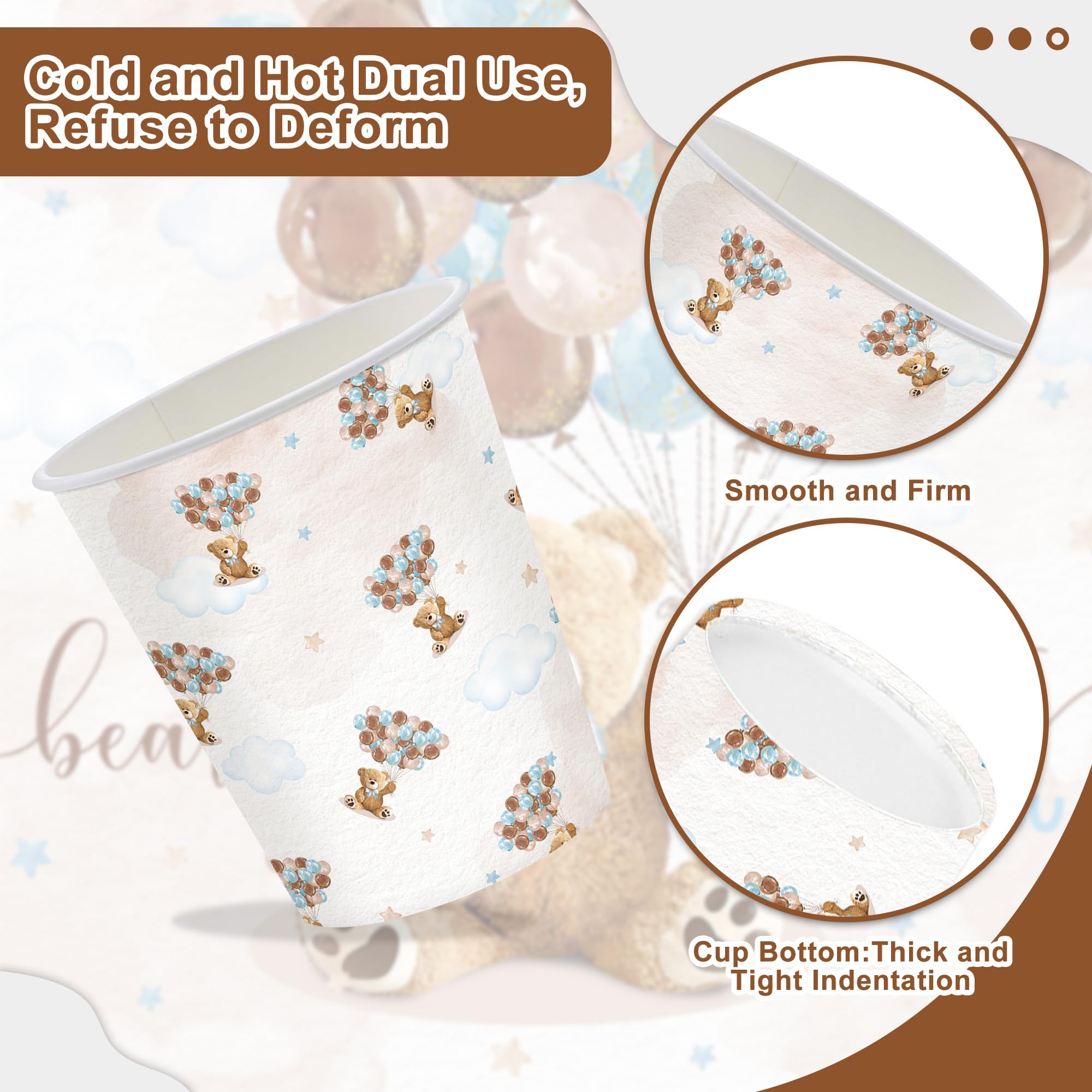 120PCS We Can Bearly Wait Party Supplies for Boys Girls Baby Shower Bear Themed Teddy Pregnancy Announcement Decorations Tableware Set Dessert Plates Napkins Cups Set for 20 Guests