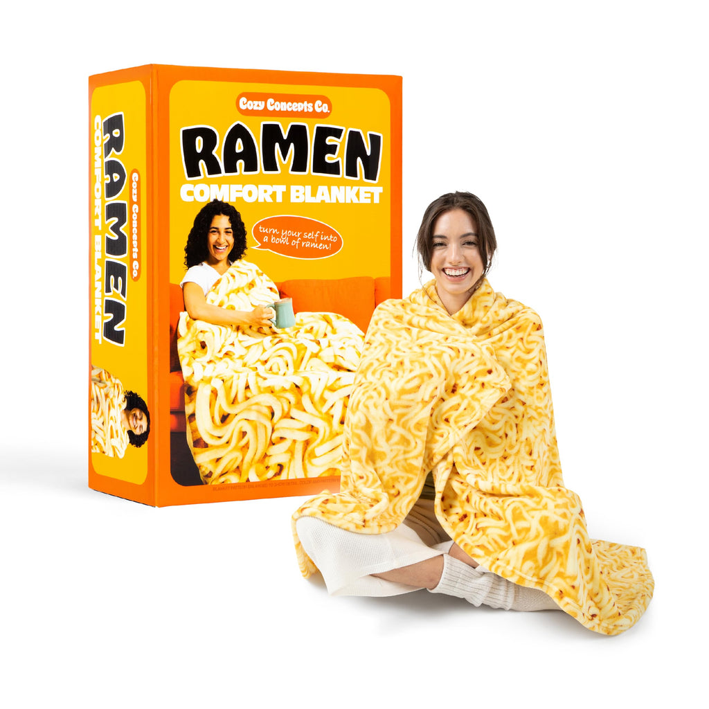 Cozy Concepts Co. Ramen Comfort Blanket by Relatable, Viral Trend Inspired, Looks Like a Giant Bowl of Ramen Noodles to Wrap Yourself Up In, Great for Room Decor or Gifts, Large Size 65” Throw Blanket