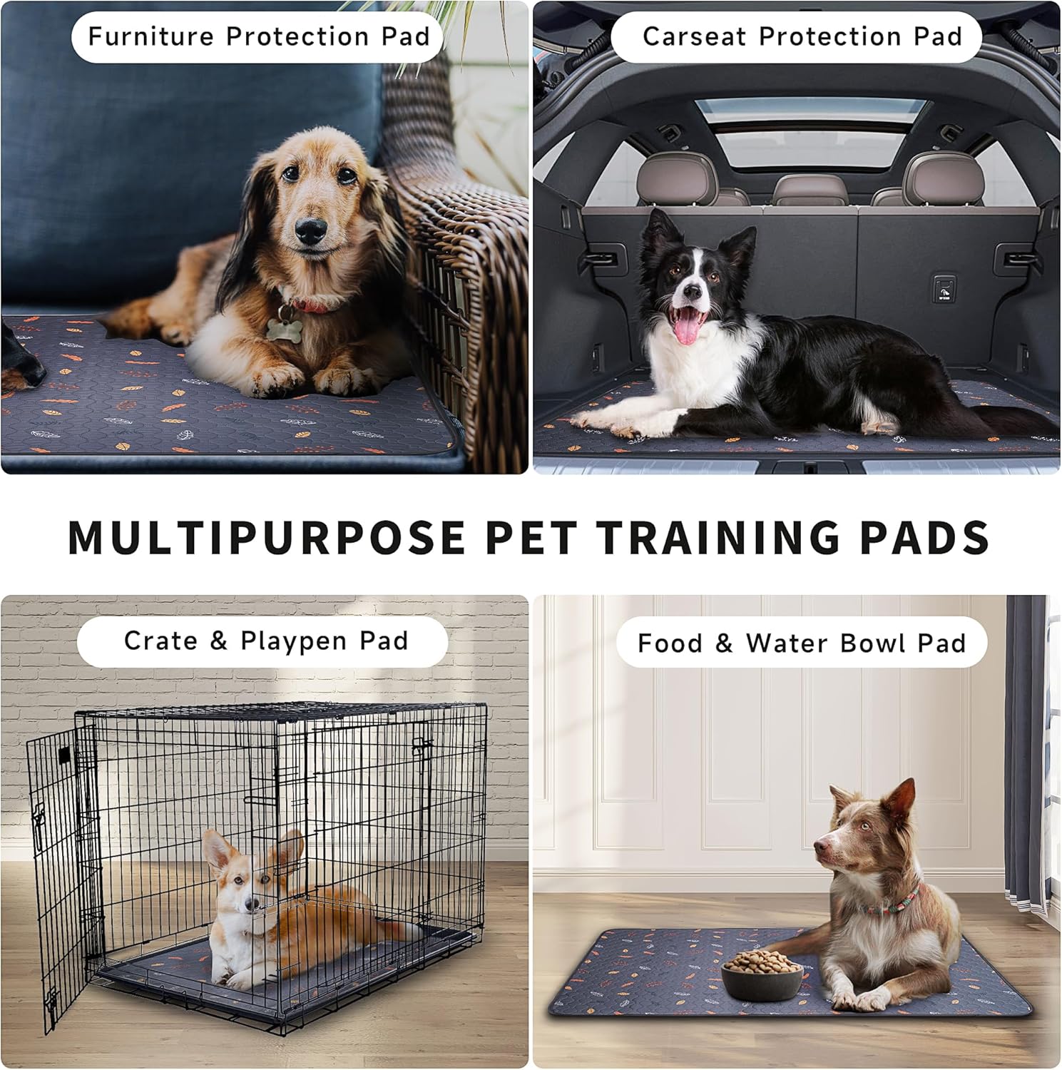Sunheir Washable Dog Pee Pads - Heavy Absorbency, Waterproof & Non-Slip | Grey, 2-Pack for Potty Training