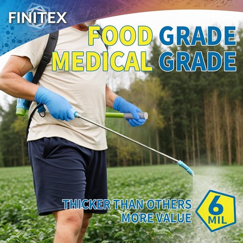 FINITEX Disposable Blue Nitrile Gloves - 6mil Heavy Duty, Latex-Free, 100PCS | Food Safe & Powder-Free