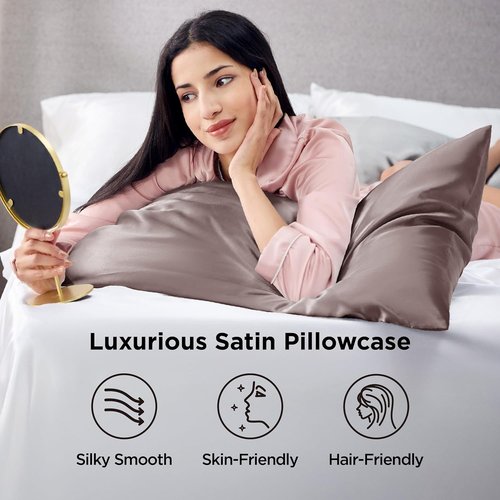 Bedsure Satin Pillowcase 2 Pack - Luxurious Silk-Like Pillow Cases for Sleeping | Dusty Rose, 20x26 Inches