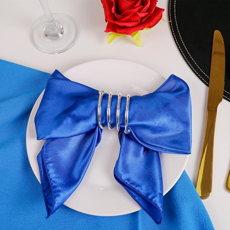 Six-Piece Silver Napkin Ring Set - Holiday Table Decor, 6+Spring Silver Variation