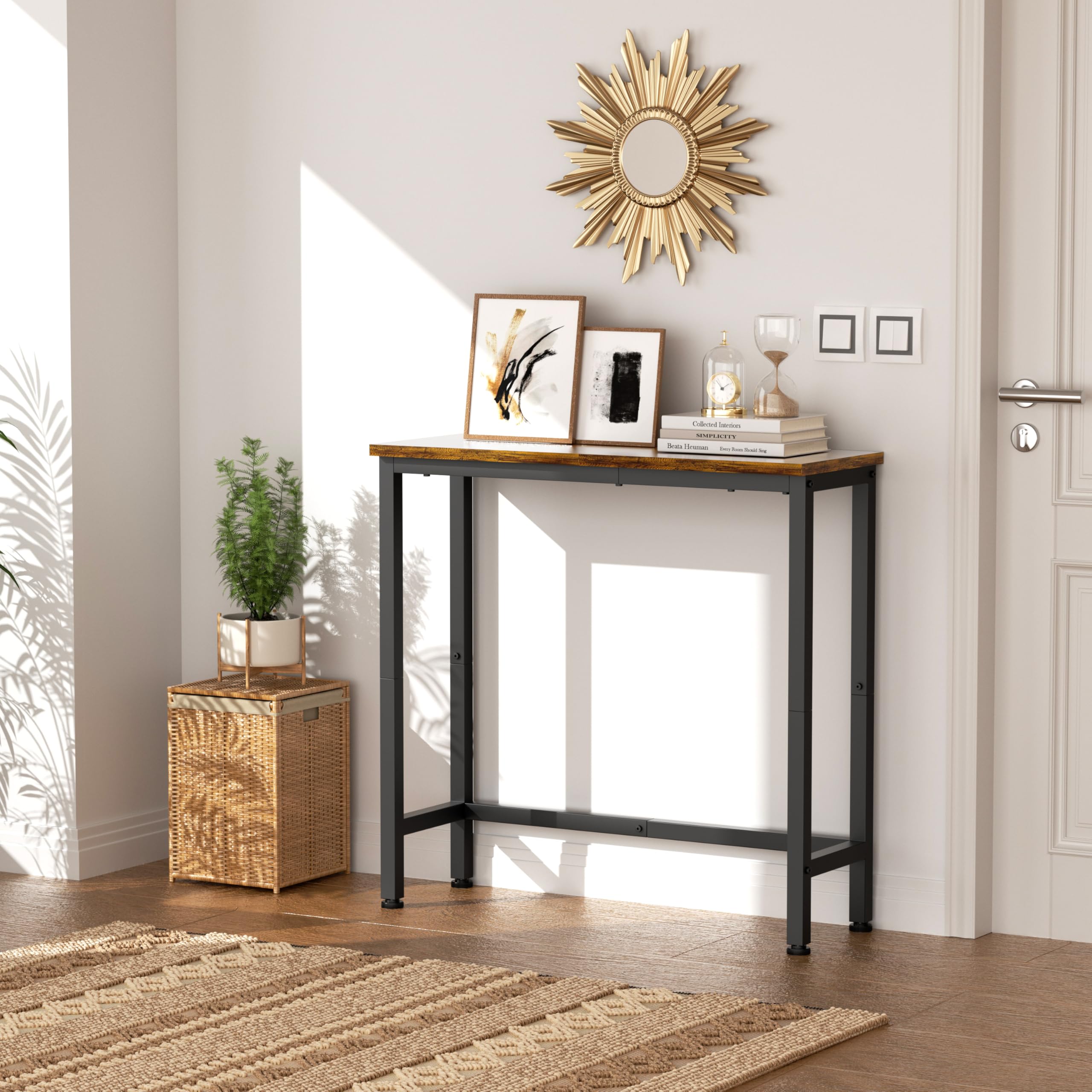 GRLEAF 29.5" Narrow Console Table, Small Entryway Table, Thin Hallway Table Skinny Sofa Side Display Table for Entrance, Bedroom, Living Room, Foyer, Corridor, Office - Rustic Brown (9.5" Deep)