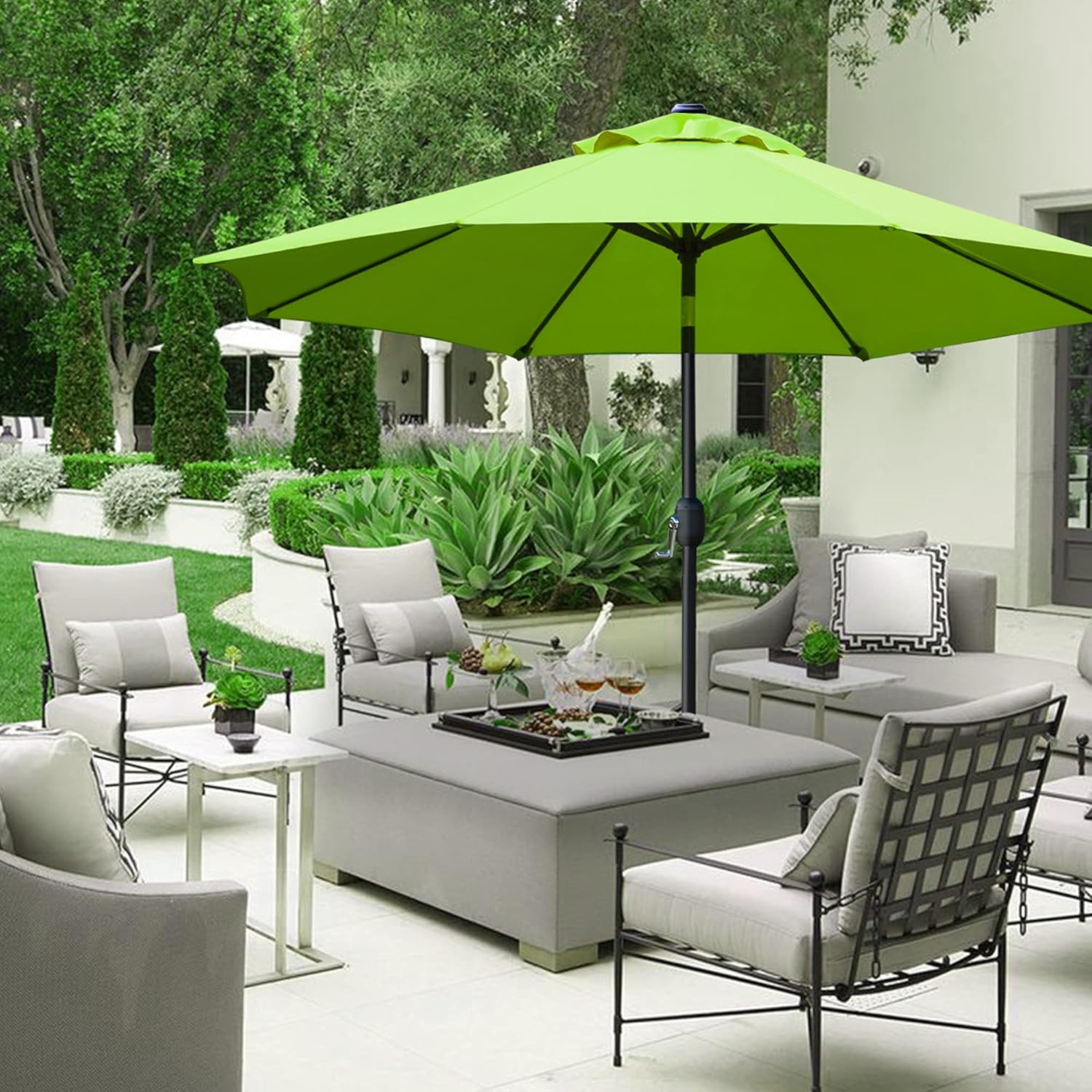 Sunnyglade 9' Patio Umbrella - Durable Outdoor Table Umbrella with 8 Sturdy Ribs | Grass Green