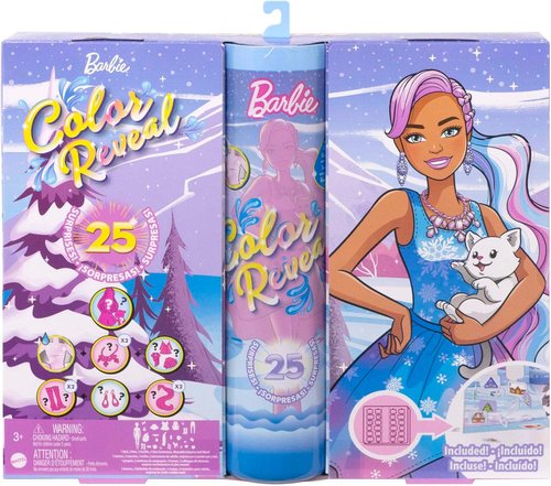Barbie Color Reveal Advent Calendar - 1 Doll, 3 Pets, Clothes & 25 Surprises for Kids