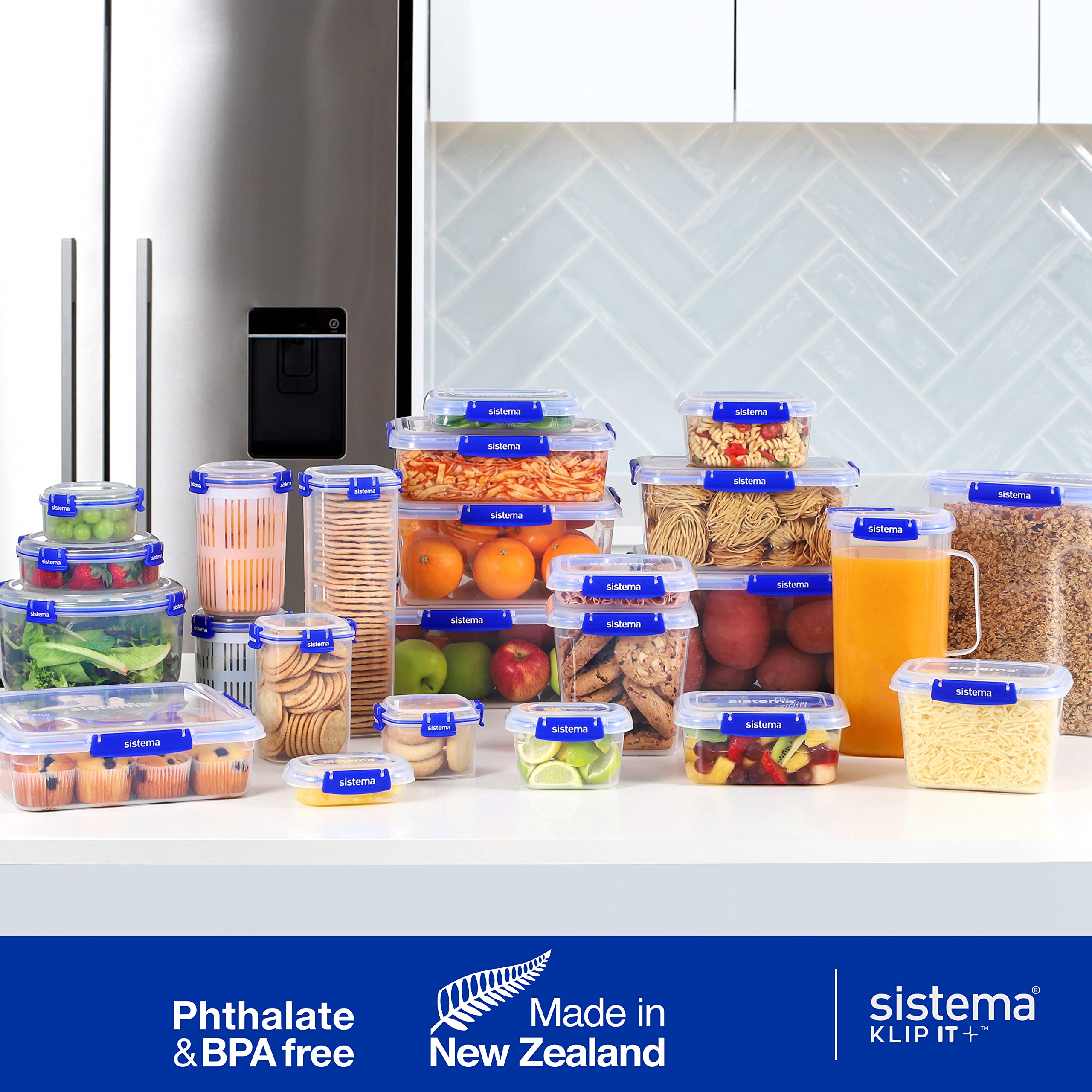 Sistema KLIP IT PLUS Food Storage Container | 5.5 L Square | Airtight & Stackable Meal Prep Container with Lid | School Lunch Box | BPA-Free | 1 Count