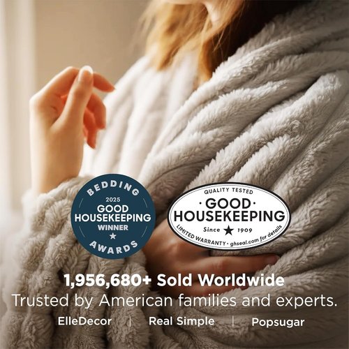 Bedsure GentleSoft Queen Size Blanket - Cozy Beige Fleece Throw for Women | 90x90 Inches