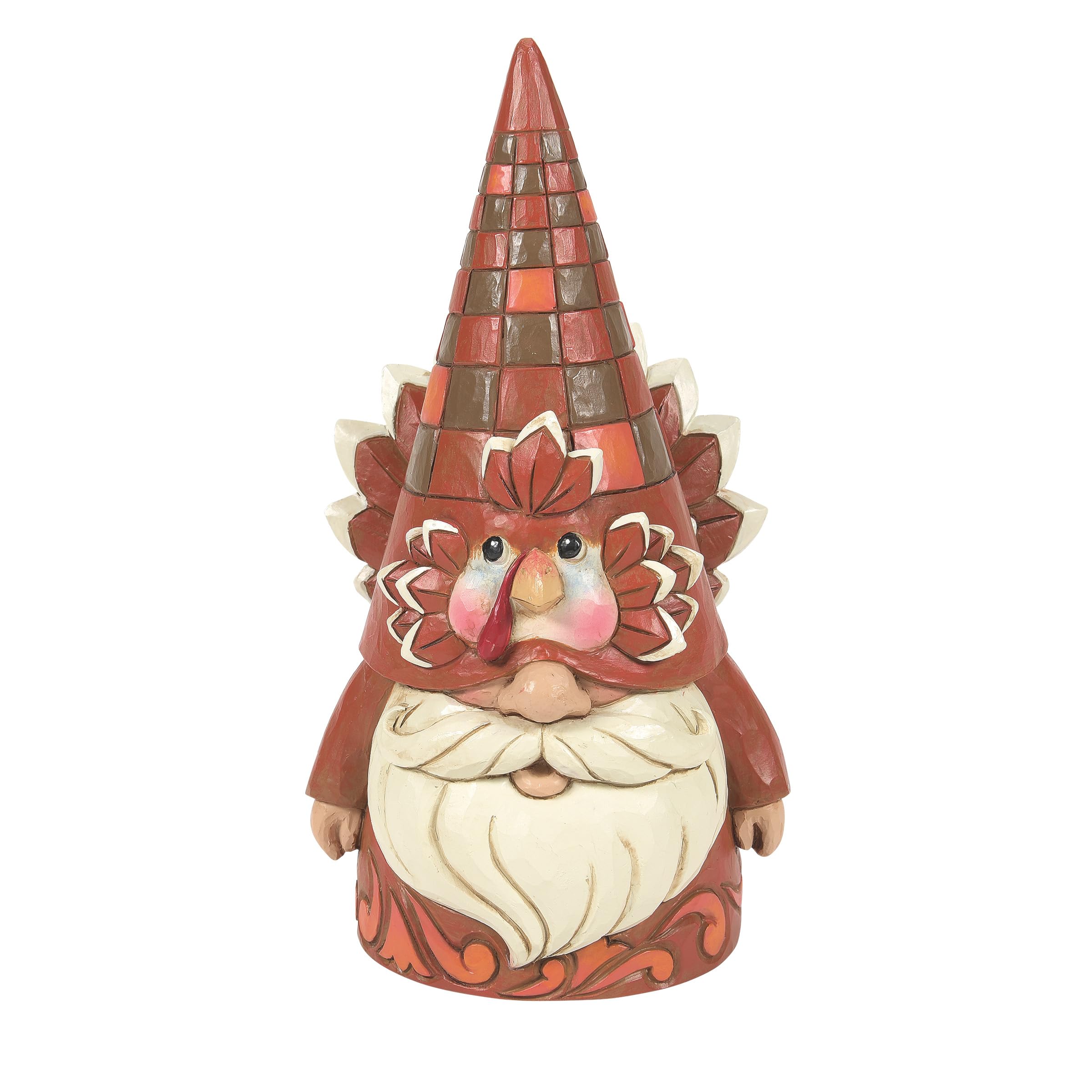 Enesco Jim Shore Heartwood Creek Harvest Turkey Gnome Gobble Figurine- Stone Resin Hand Painted Crafted Collectible Gnomes Mini Figurines Thanksgiving Home Decor Statue, 6.3 Inch