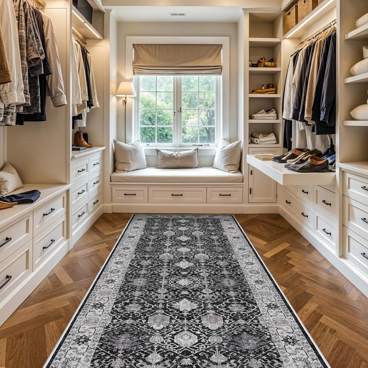 Skiennix 4x10 Washable Hallway Runner Rug - Ultra Soft, Stain Resistant, Low Pile Carpet for Entryway | Black
