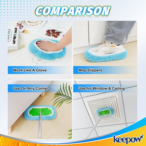 KEEPOW Wet Pads Refill for Swiffer Sweeper Mop and Sweep & Mop Deluxe - Dry Sweeping Cloths for Floor Mopping and Cleaning - Pet Heavy Duty Pads Refills, Upgraded Reusable (4 Pack)